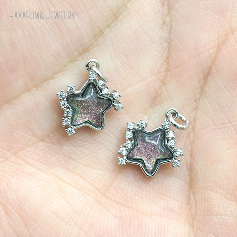 

6Pcs Invisible Setting Star Metal Glass Cubic Zirconia Pendant Jewelry Wholesale Copper Charms PM53692
