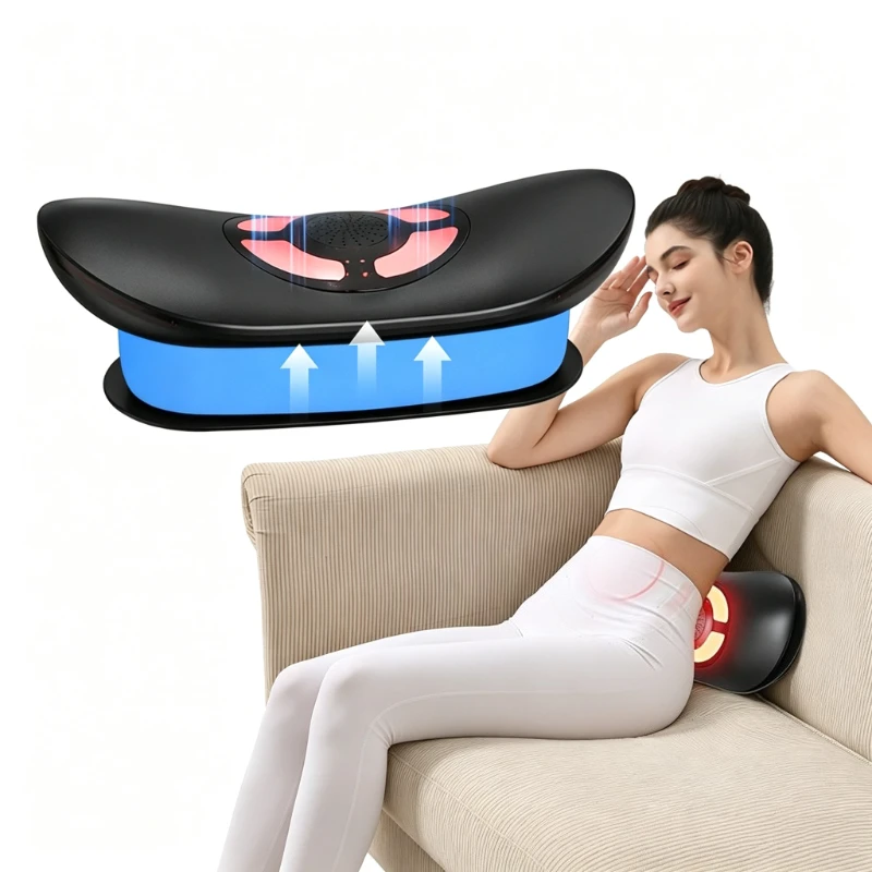 Multifunctional Massage Pillow 9 Strength Levels 4 Modes Hot Compress Neck Waist Massager Home Use Body Massage Device