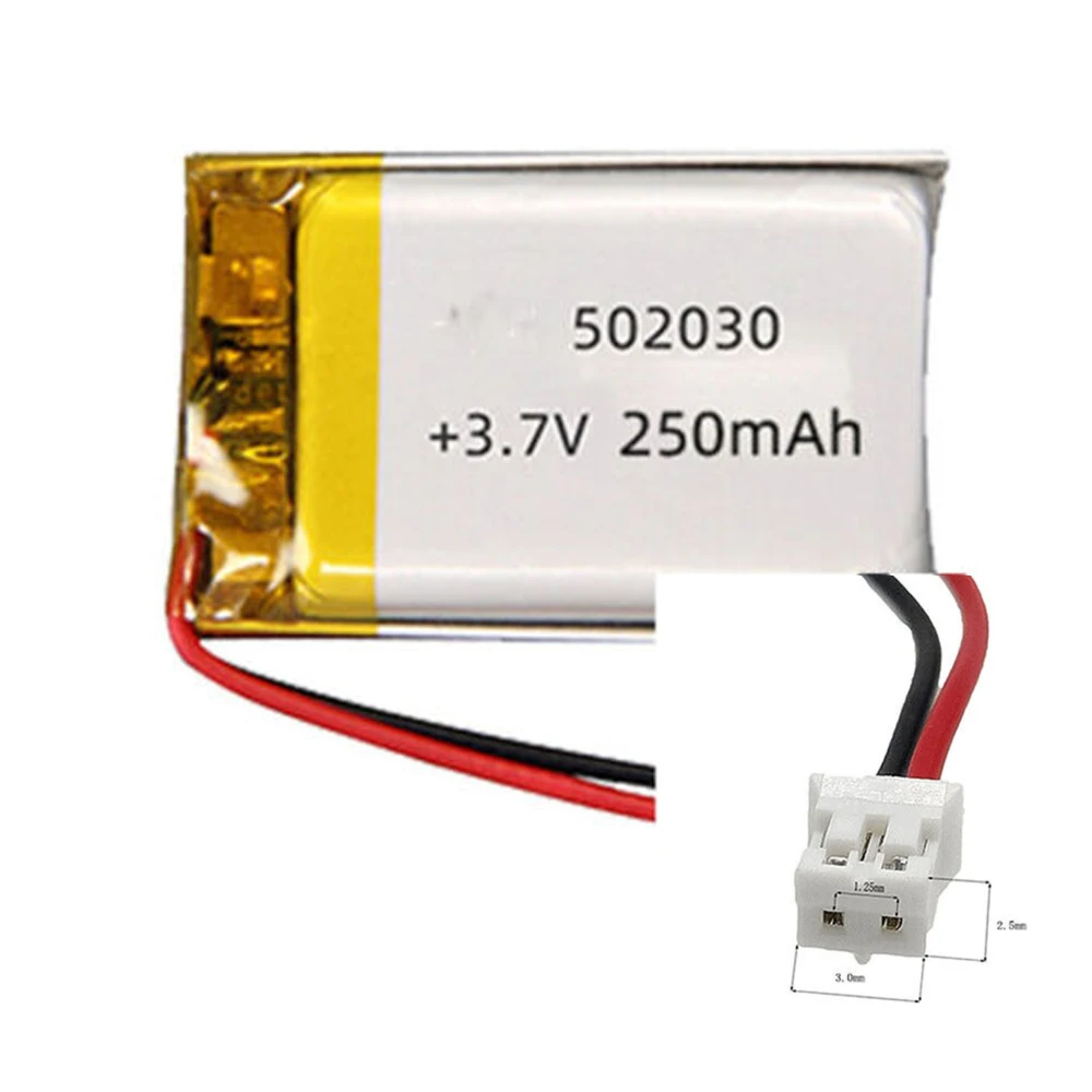 

2/5/10/20 Pcs 3.7V 250mAh 502030 Lithium Polymer Ion Battery JST Connector