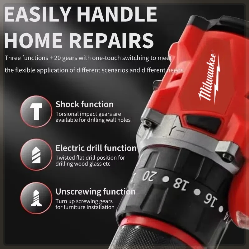 ميلووكي 150N.m مثقاب كهربائي صغير بدون فرشاة لبطارية 18 فولت أداة كهربائية لاستخدام فريق الديكور #4