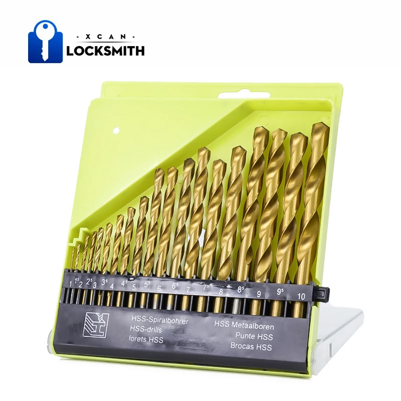 

19pcs HSS Twist Drill Bit Set For Wood 1.0-10mm Titanium Coated Hole Cutter Round Shank Gun Drill Bit