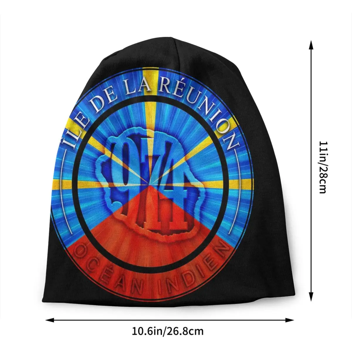 974 Reunion Island Flag Skullies Beanies Caps Unisex Winter Warm Knit Hat Men Women Street Adult Bonnet Hats Outdoor Ski Cap