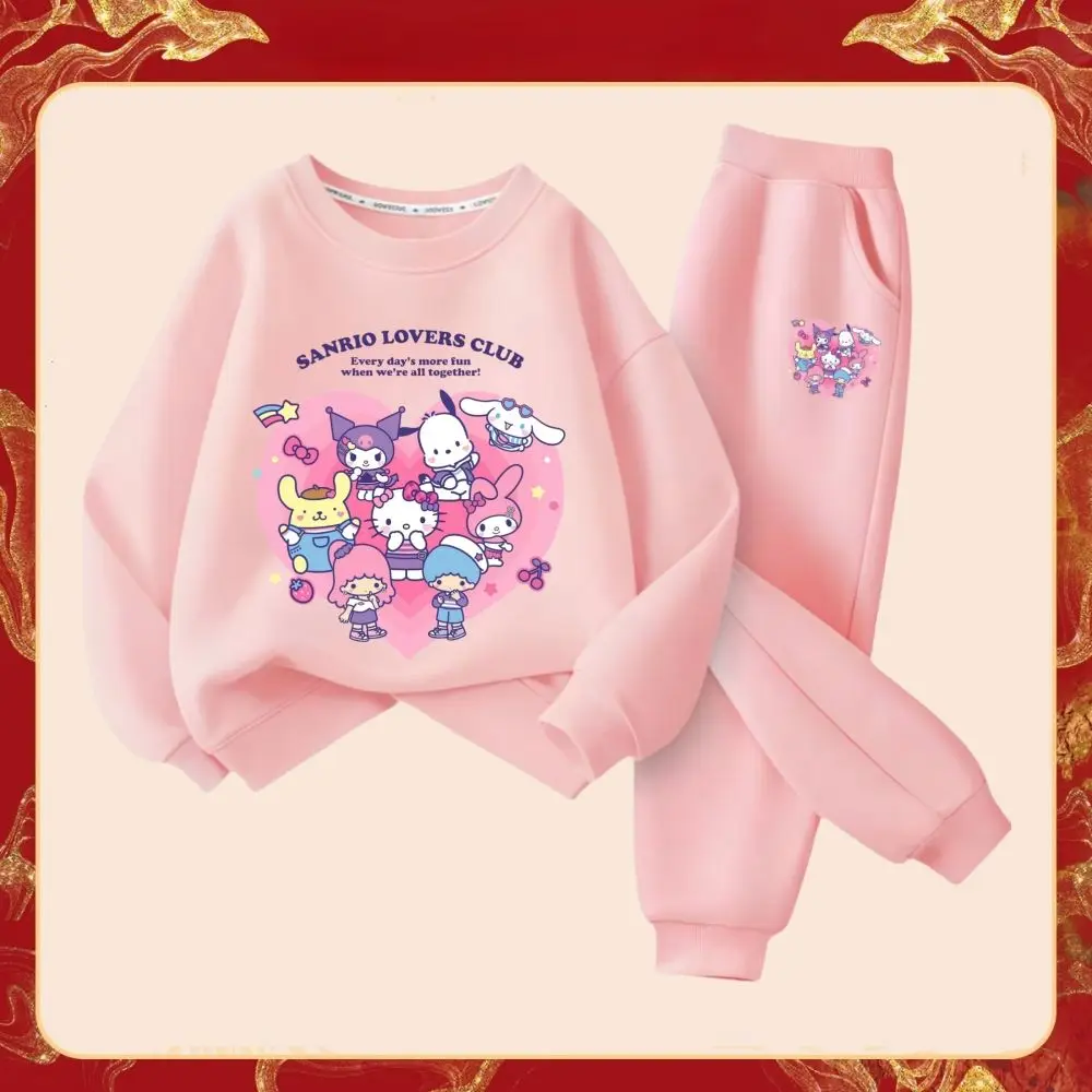ملابس رياضية عصرية للفتيات من Sanrio Family مطبوع عليها رسوم كرتونية كورومي لربيع الخريف للأطفال بأكمام طويلة بدلة رياضية مكونة من قطعتين #5