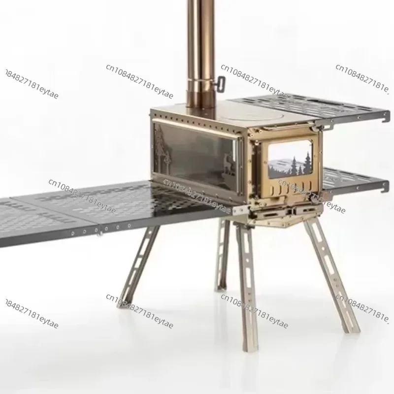 Suitable for outdoor camping, multifunctional stainless steel pellet wood stove