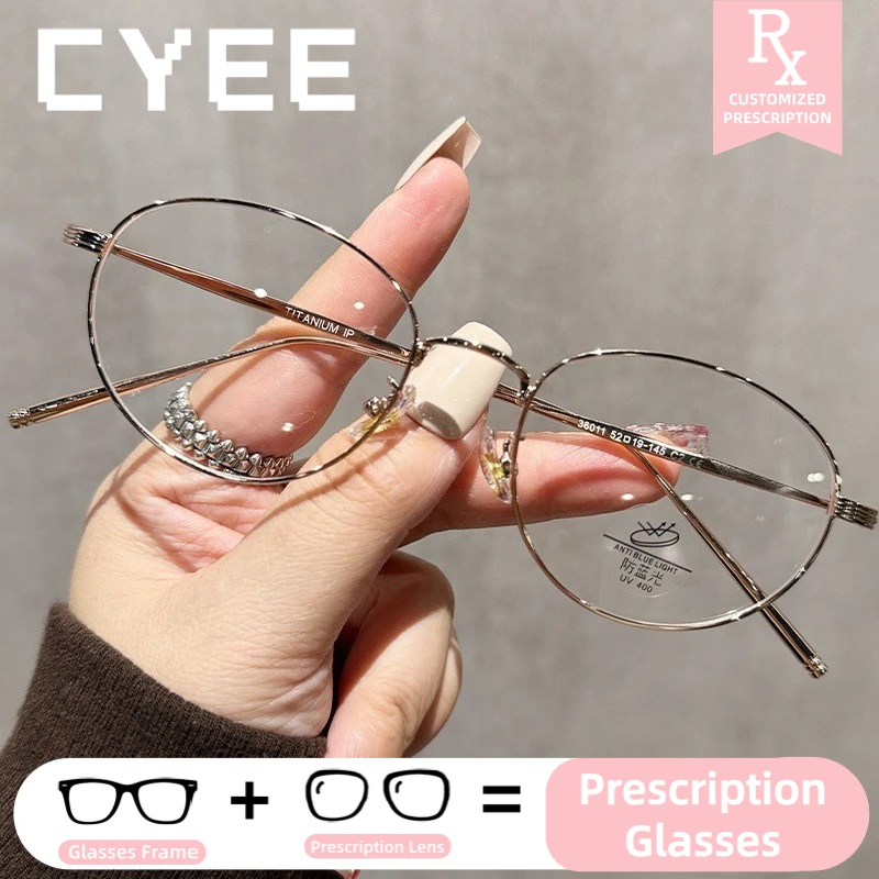 

Cyee New Fashion Oval Alloy Photochromic Myopia Eyeglasses Progressive Lenses Glasses Women Custom Prescription Optical Eyewear