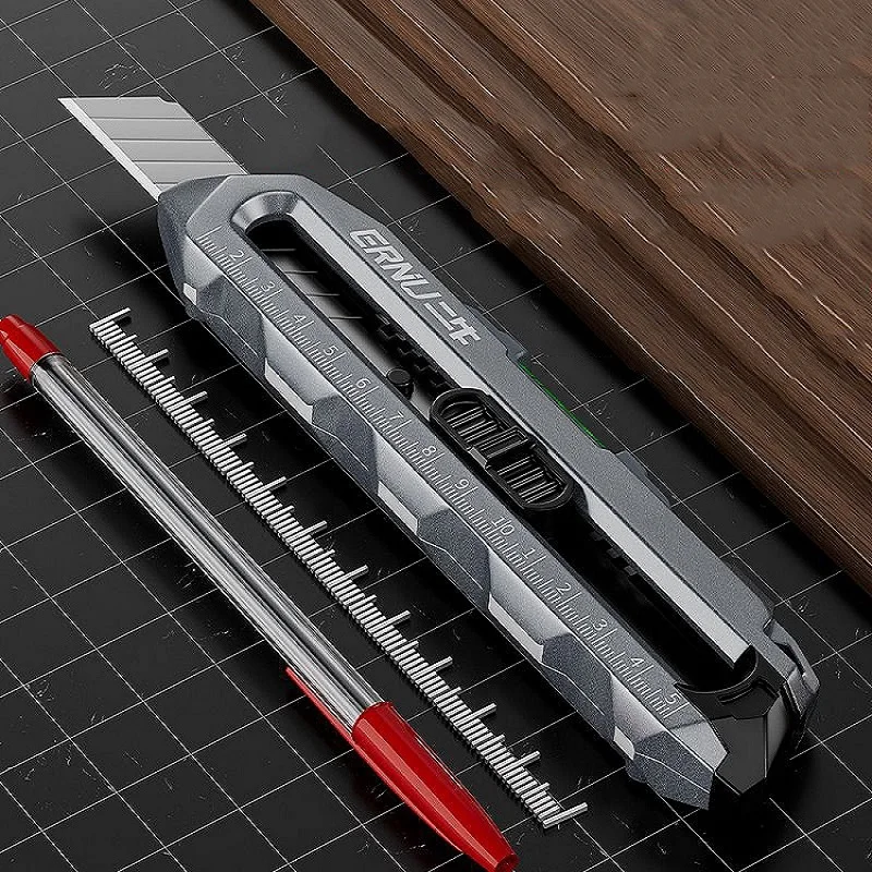 Multipurpose Utility Knife нож With Ruler and Level Cutting Tool Blade Safety Lock Design for Measuring Cutting Carton
