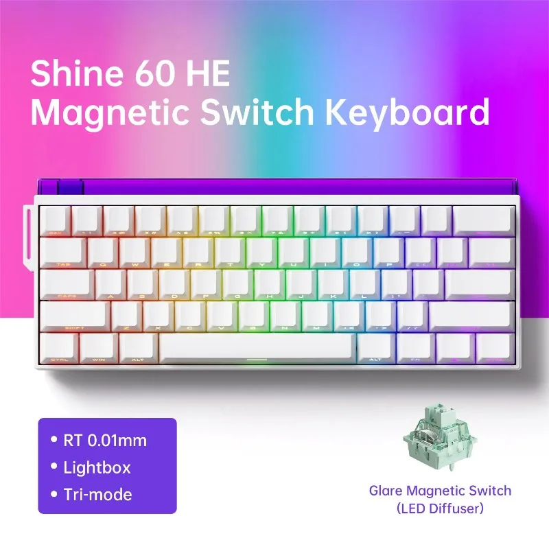 

Veekos Shine60 Magnetic Switch Keyboard 60% Tri Mode RGB Rapid Trigger Teclado RT0.01mm Custom Keyboard for Esports Gamer