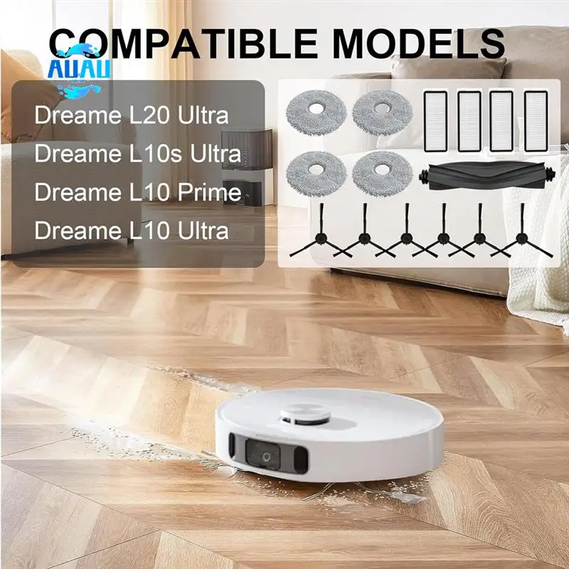 

AUAU-для Dreame L20 Ultra/ L10S Ultra/ L10 Ultra, основная боковая щетка Hepa-фильтр, швабра, тканевые мешки для пыли, аксессуары для пылесоса