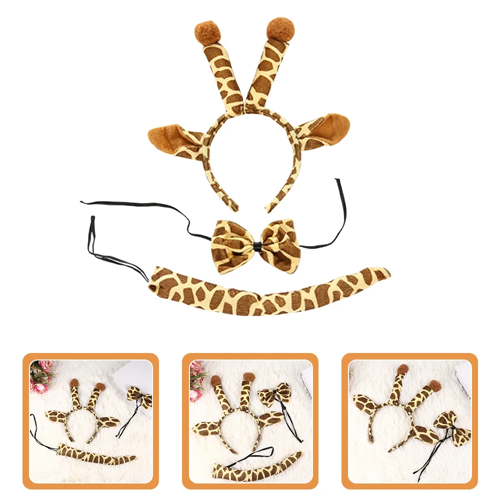 1 conjunto de fantasia de girafa, adorável, crianças, orelhas de animais, gravata borboleta, halloween, cosplay, acessórios de festa, tiaras de animais