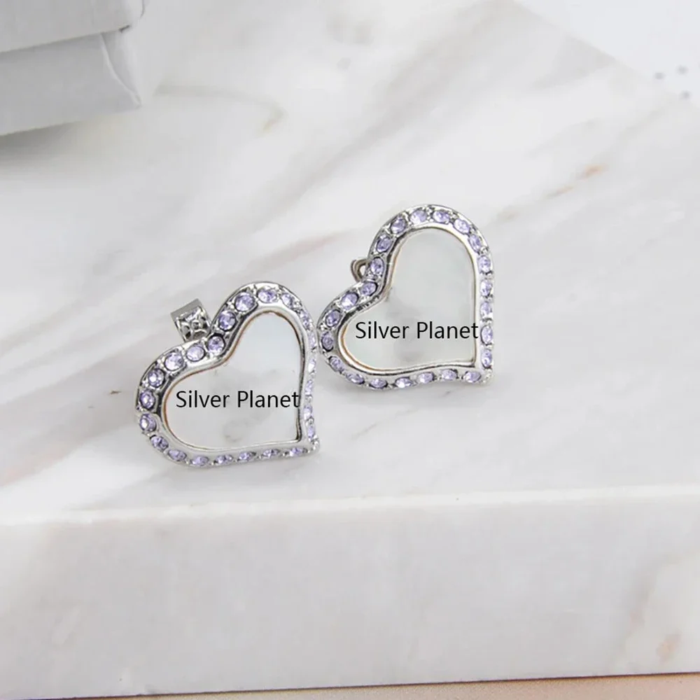 

Sorxkcs Fashion Jewelry 2024 New Luxury Silver Purple Diamond Abalone Shell necklace Women bracelet Heart shaped Earrings