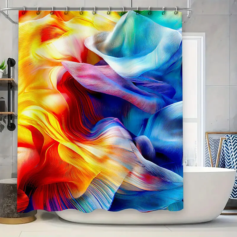 

Абстрактная акварельная занавеска для душа, красочный декор для ванны с фрактальным дизайном для дома, ванной комнаты, современная занавеска с брызгами воды, легкая H