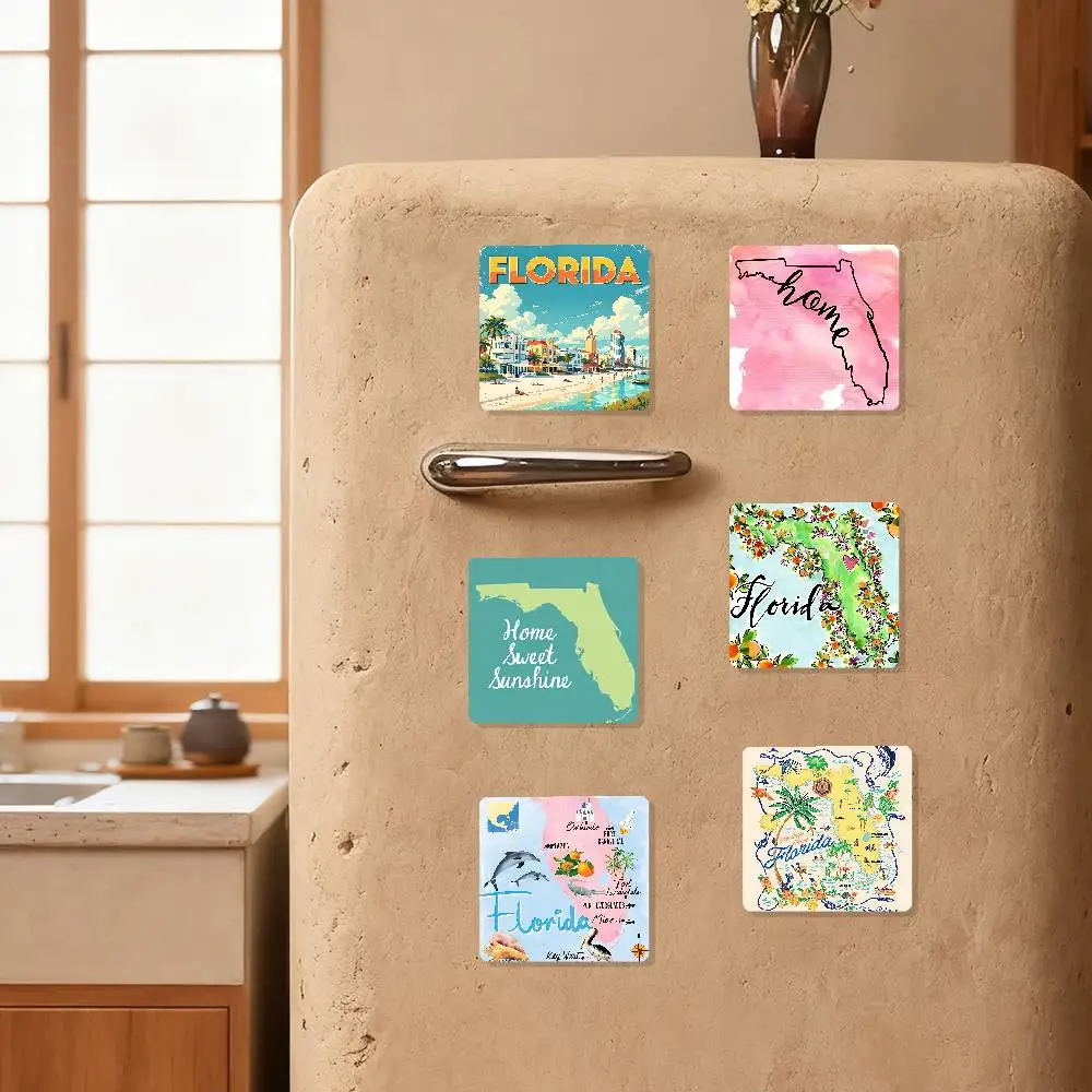 Florida Scenery Aesthetic Art Quadratischer Kühlschrankmagnet, personalisierte kreative magnetische Aufkleber mit Magneten