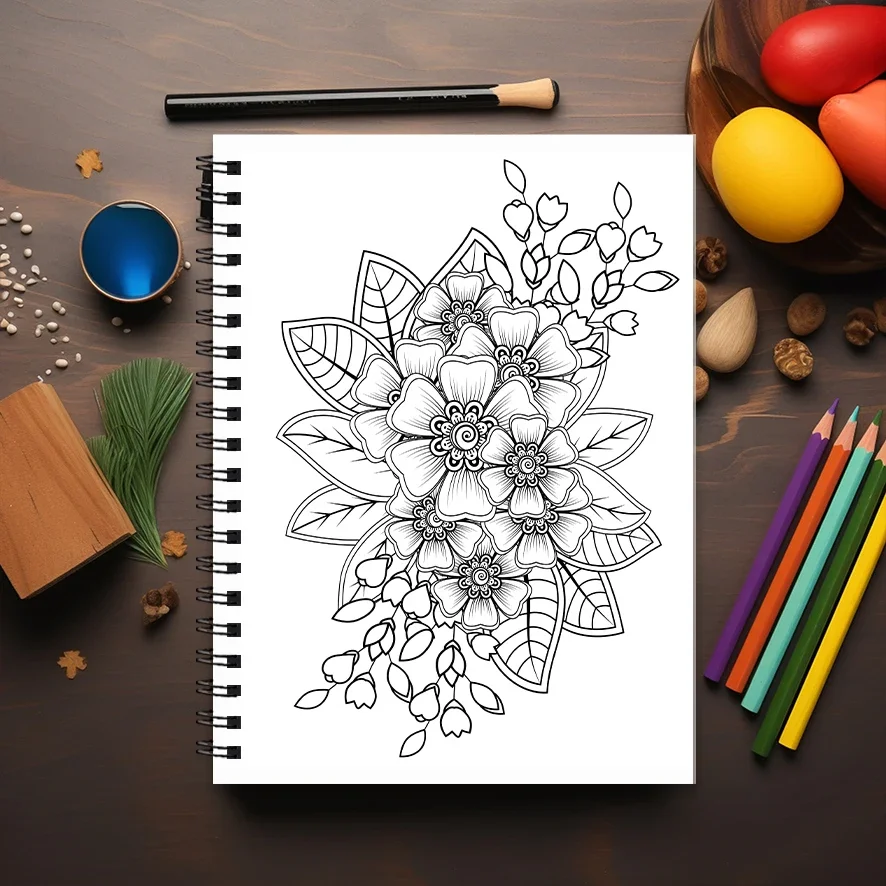 Verdure Adult Coloring Book - 8.3x 11.2 Inch 22 Page Coloring Book - Helps Reduce Stress and Ease Emotions