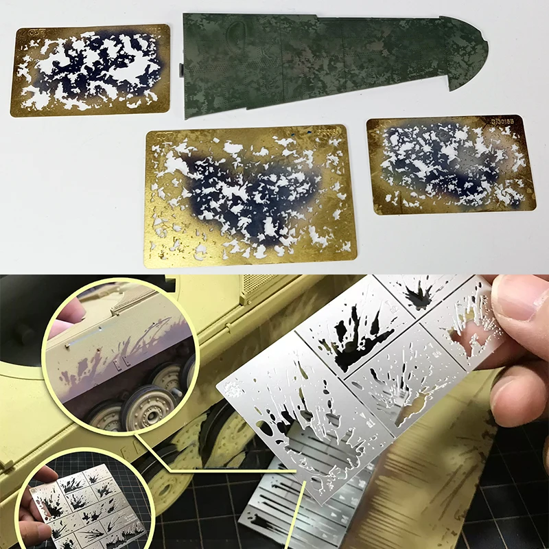 Scale Model Kit Painting Tools Reusable Metal Hollow Airbrush Stencil Spray Mask Faded Mottled Paint Finish Light Multi-Scale