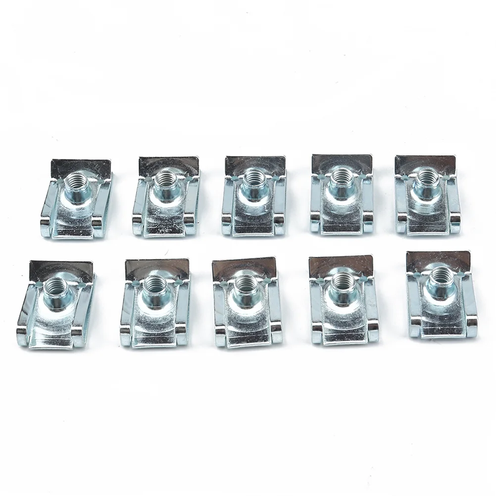 10 Pcs Auto Car Spire Clip Nut Fastener Cars Cell Phone Holder Self Tapping Metal Silver