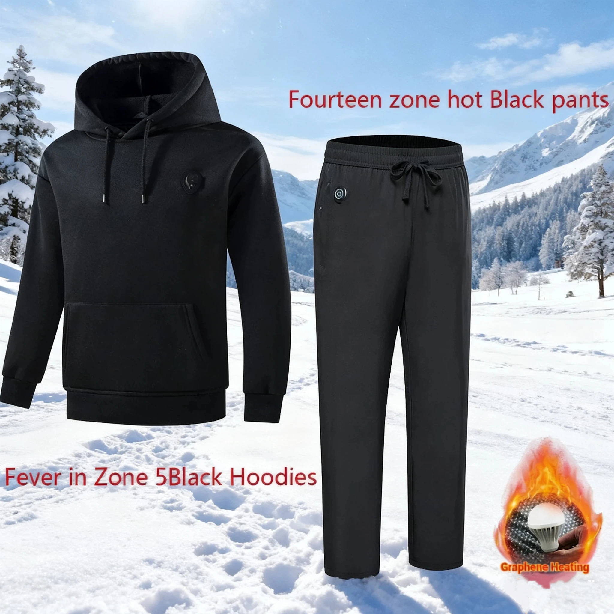 

Intelligent heating hoodie set for men and women, comfortable and warm winter electric sports set, USB men's winter set