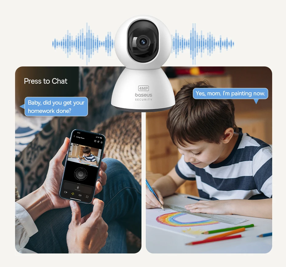 Baseus 4MP IP Kamera Smart 5G WIFI Sicherheit Kamera Indoor Hause Schutz PT 3K Hohe Klarheit Zwei-wege Audio Überwachung Kamera – Detail 12