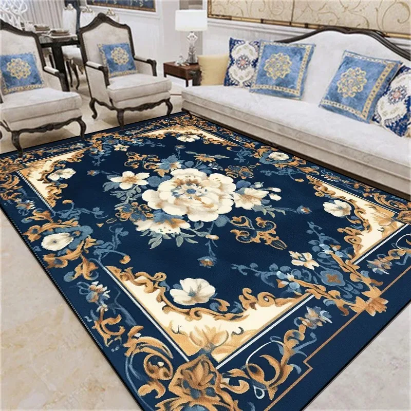 

Luxury Vintage Floral Area Rug – Non-Slip Machine Washable Carpet for Living Room Bedroom, Elegant Floor Mat