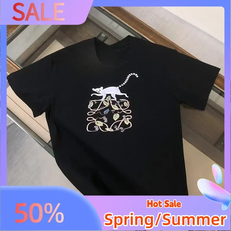 

GYM Sports Luxury Summer New LOE Short Sleeve T-shirt Logo Printed Round Neck Unisex Trendy Brand European Trendy Top T-shirt