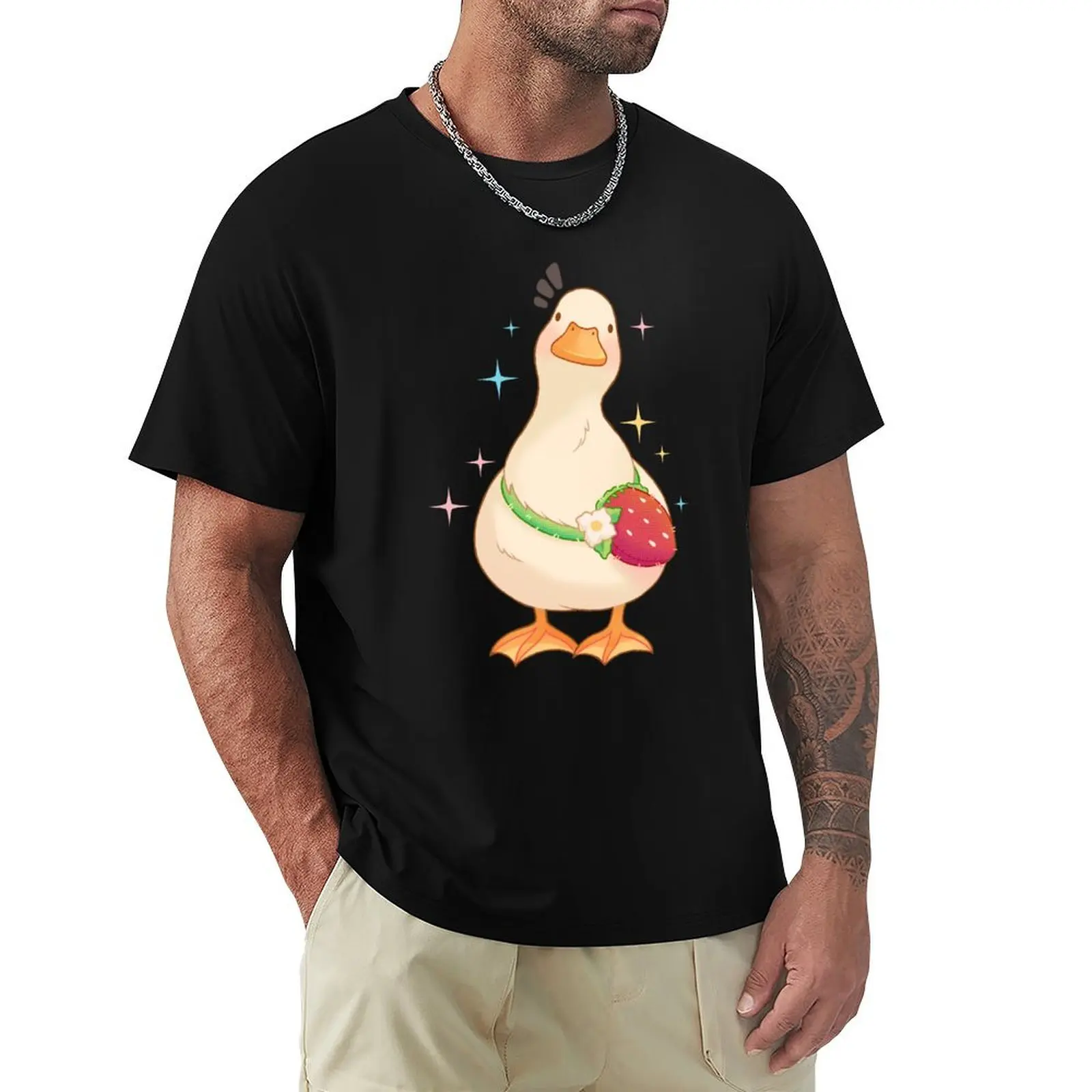 

duck with strawberry bag T-Shirt Trendy Pattern T-Shirt for Men