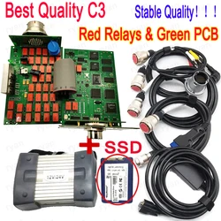 New MB Star C3 SD Connect MB C3 Supports 12V 24V Cars Trucks C3 Red Relays Green PCB Auto Diagnostic Scanner 2023.09