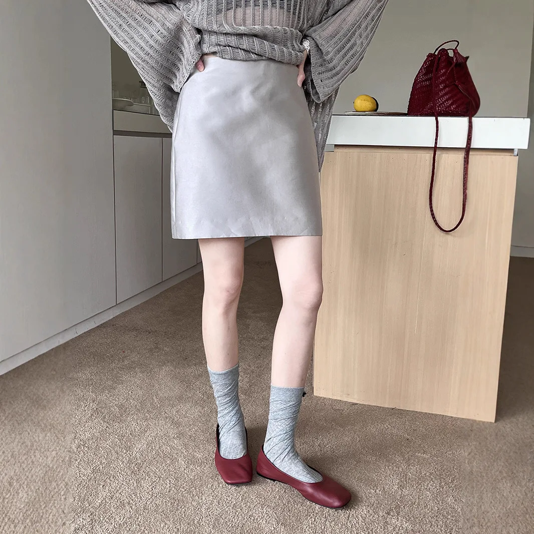 

Autumn New French Minimalist Silk Wool Skin-friendly Versatile A-line Straight Skirt for Women