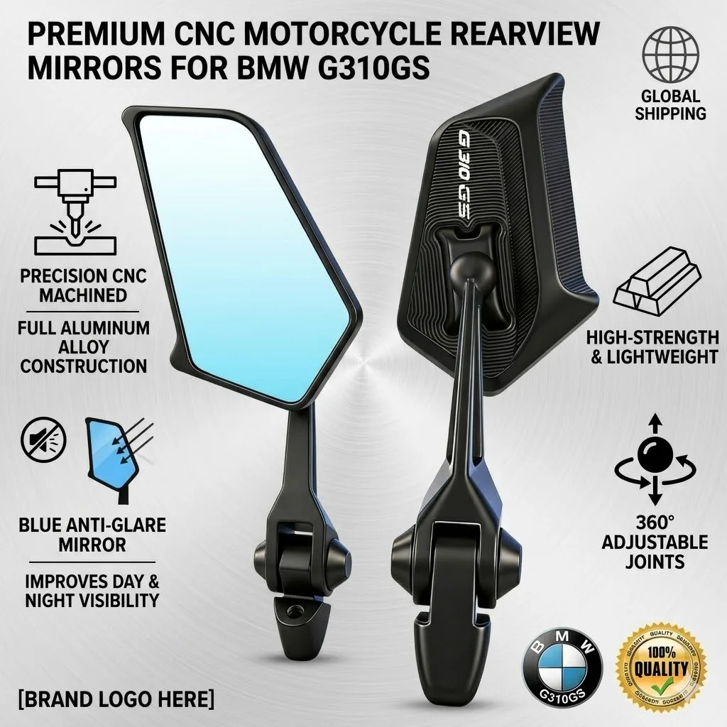 Universal CNC All-Aluminum Motorcycle Mirrors Adjustable Folding Side Mirror For BMW G310GS G310R G 310 GS/R 2017-2023 2022 2021