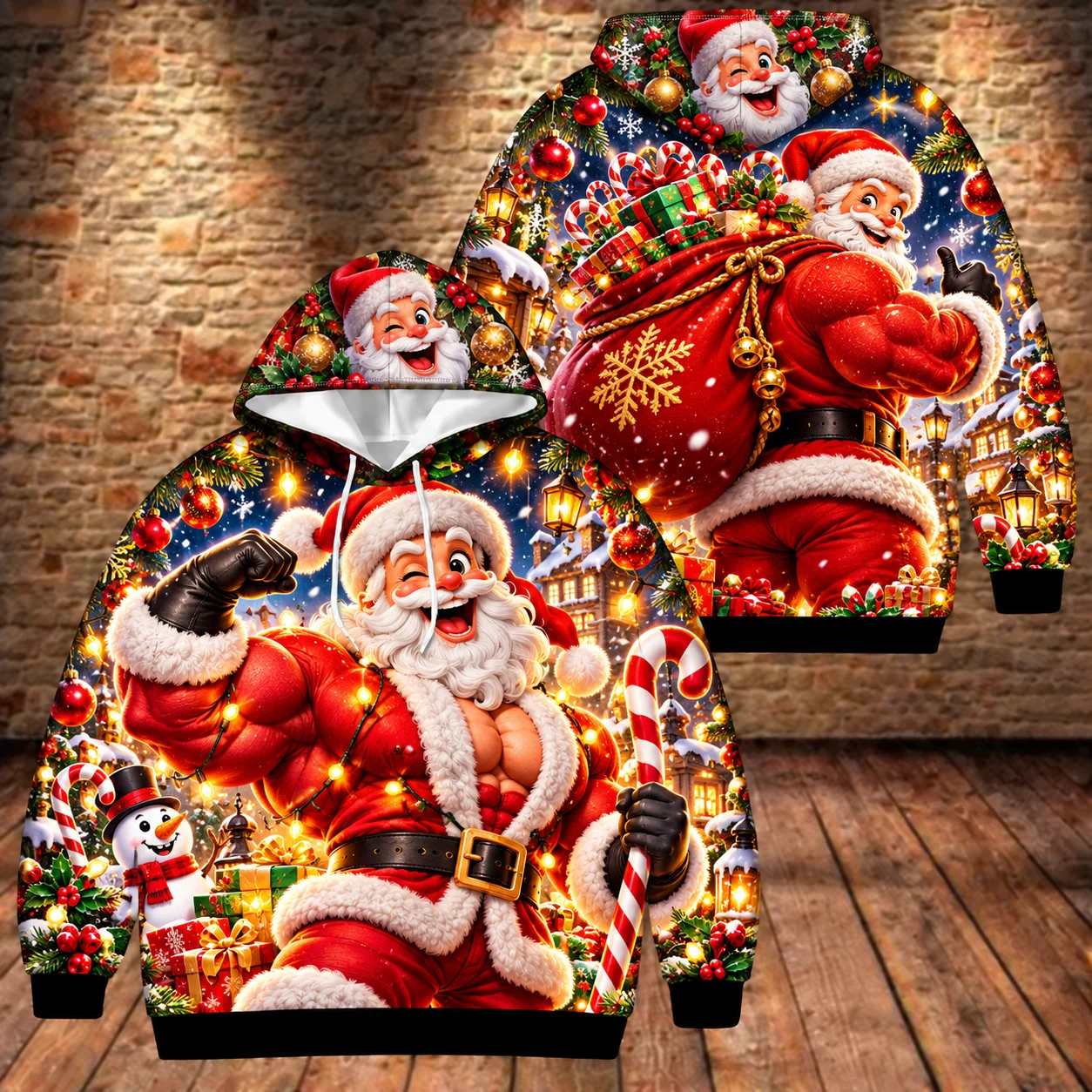 Funny Sloth Christmas Hoodie 3D Printed Muscle Body Xmas Tree Gift Graphic Sweatshirt Men Women Casual Pullover Streetwear Tops
