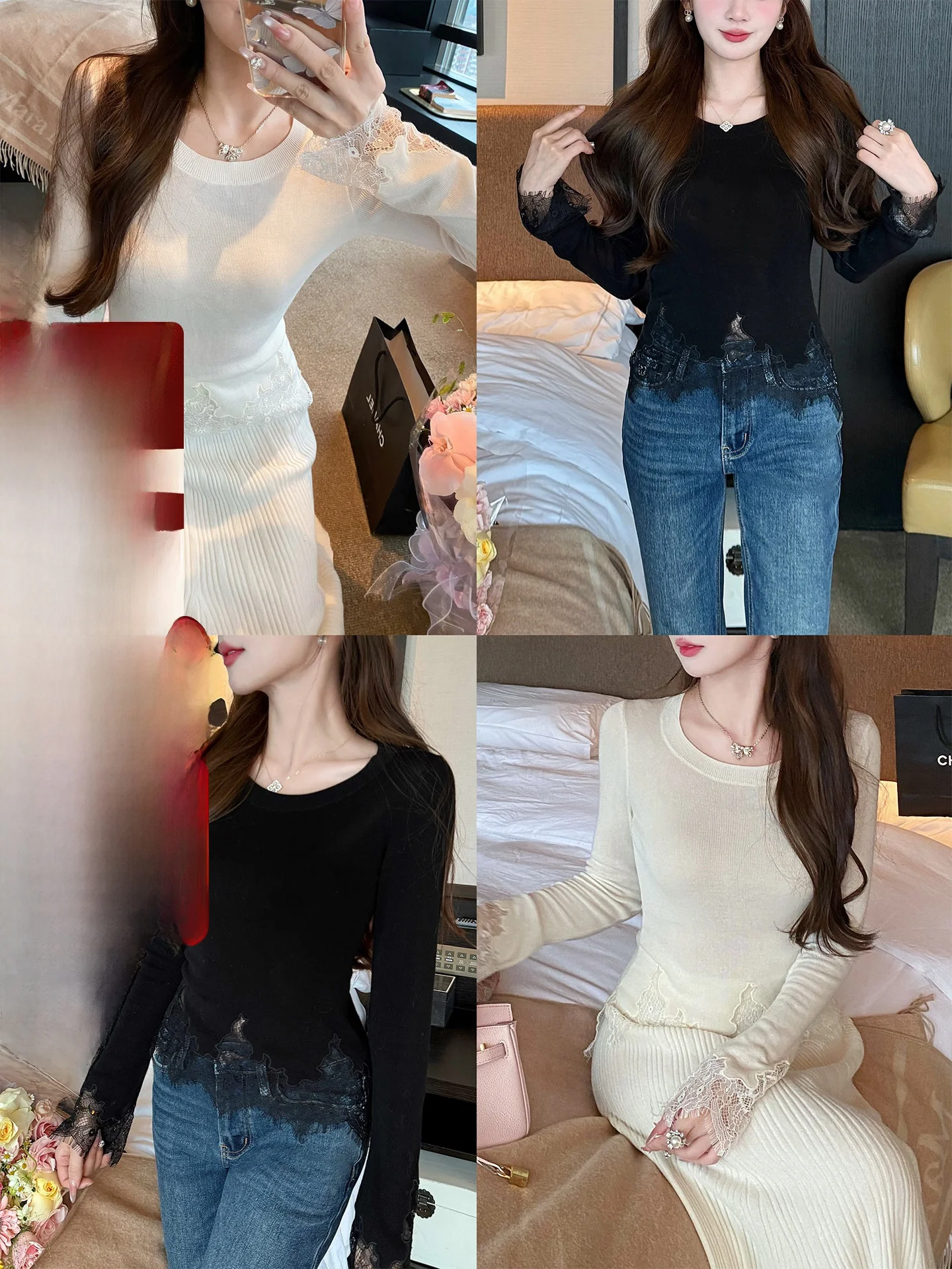 

Женская облегающая базовая кофта Ele Long Sve с вышивкой, универсальная модель из мягкой ткани Lenzing, коллекция Осень-Зима