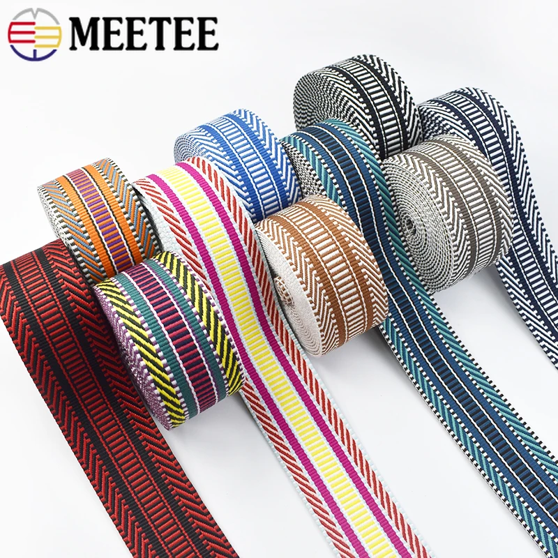 2/5M Meetee 38/50mm 2mm Thick Polyester Jacquard Webbing Knapsack Strap Bag Belt Ribbon Band Sewing Bias Tape Decoration Trim