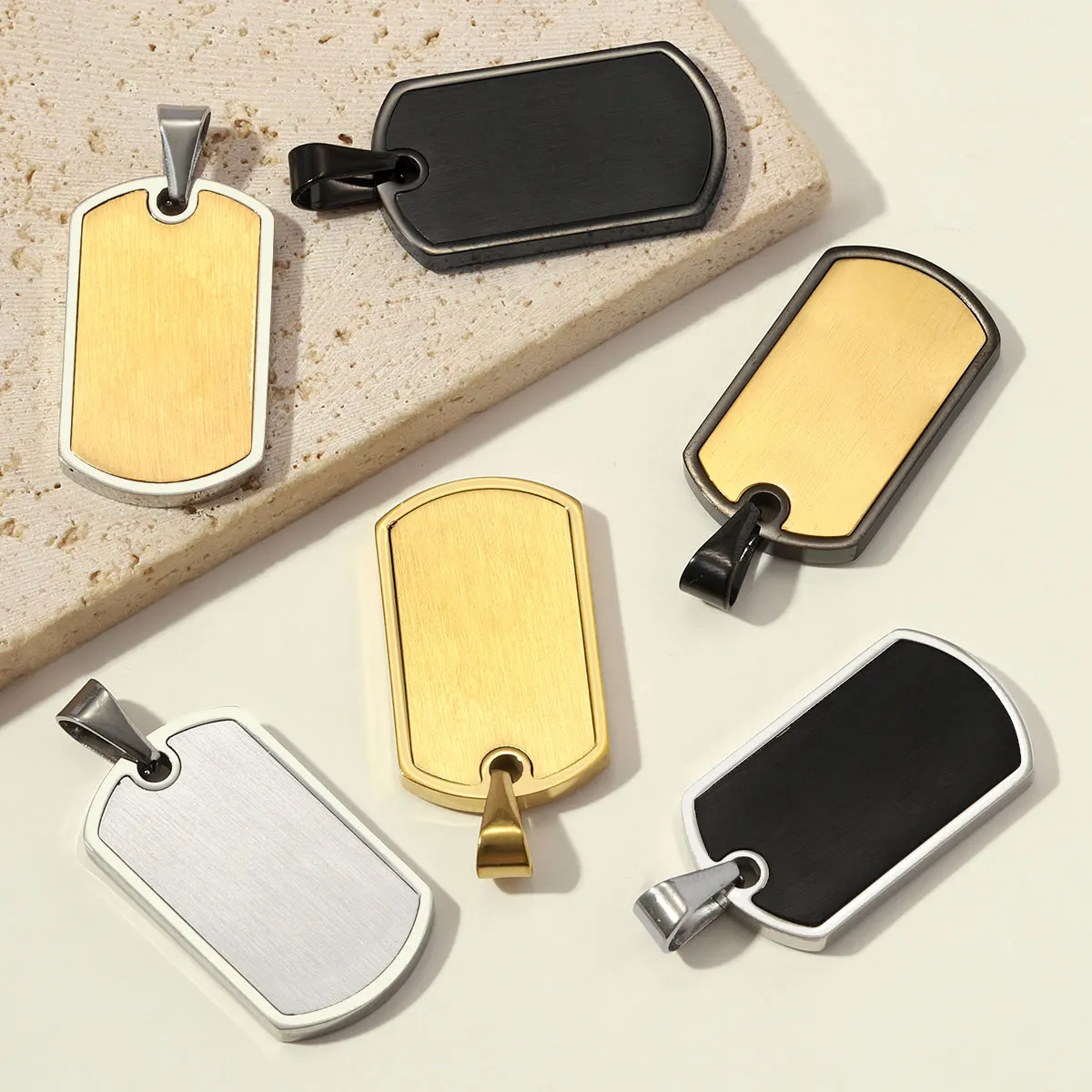 

3Pcs/Lot Stainless Steel Blank Couple Charms Military Dog Tag Pendants For DIY Making Necklace Fashion Jewelry Accessories