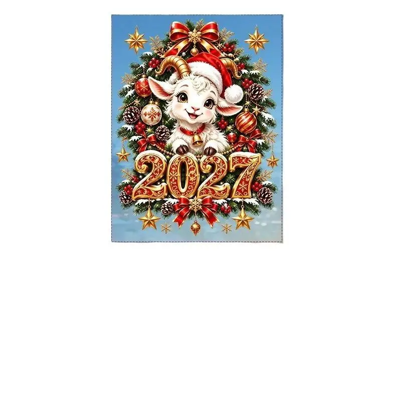 2027 Happy Christmas Decoration Sheep Window Decal PVC Sticker for Shopping Mall Showcase and Festive Home Decor Xmas Gift