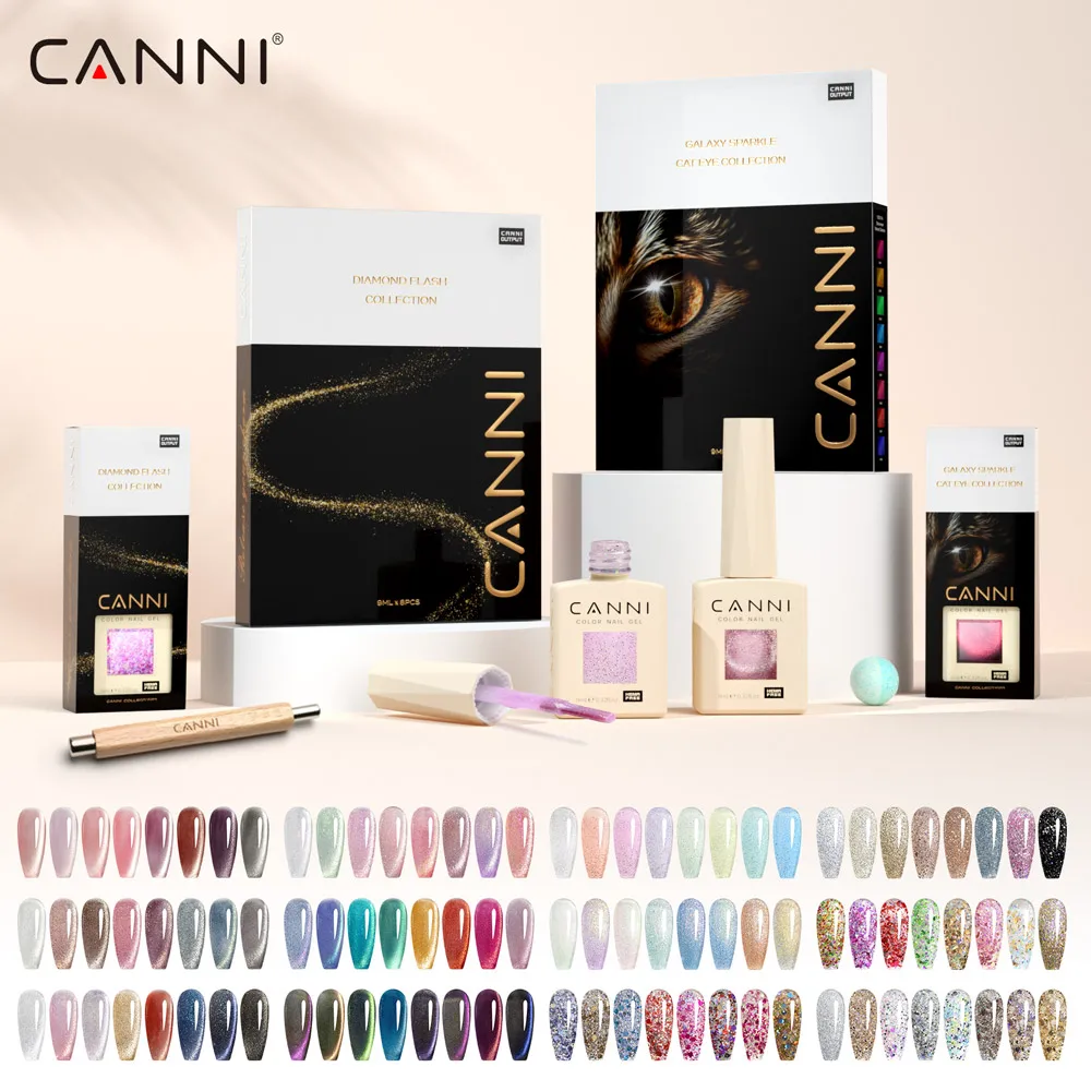 

9ml CANNI Cat Eye Nail Gel Polish Kit TPO FREE Soak Off UVLED Diamond Sparkle Gorgeous Color Semi Permanent EU Standard Gel Nail