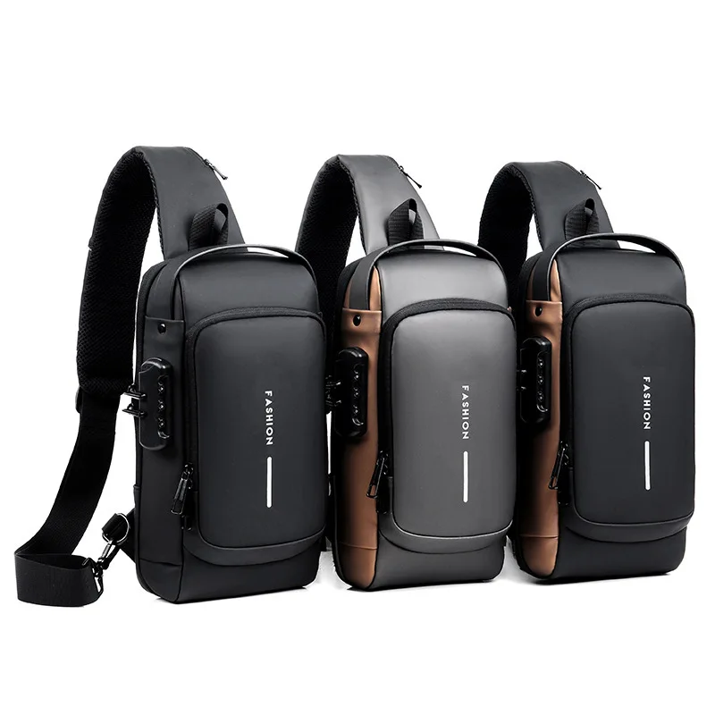 Men Multifunction Anti-theft USB Shoulder Bag Crossbody Bag Travel Sling Bag Pack Messenger Pack Chest Bag