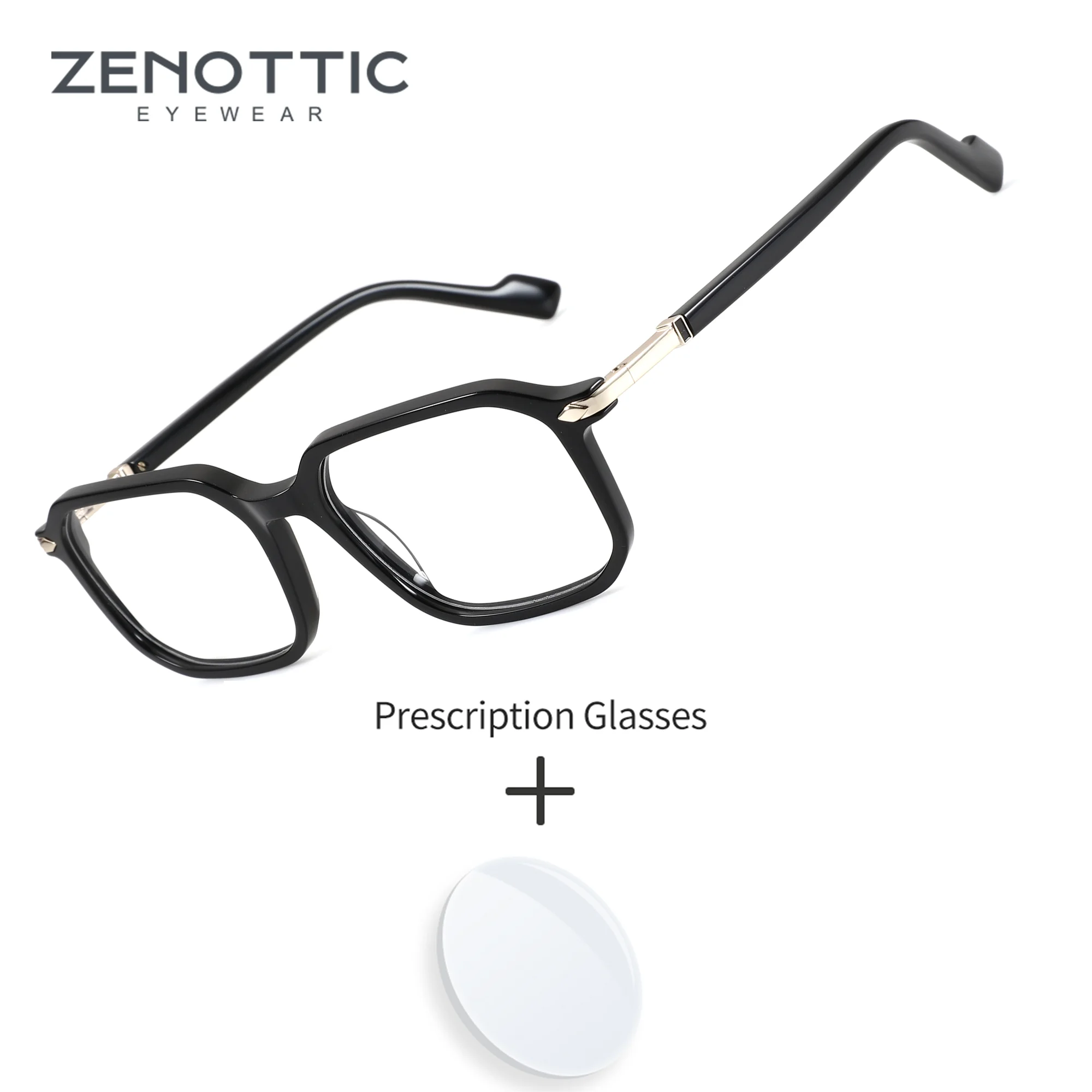 ZENOTTIC L Size Square Acetate For Men Prescription Eyeglasses Multifocal Photochromic Corrective Lenses For Myopia Glasses