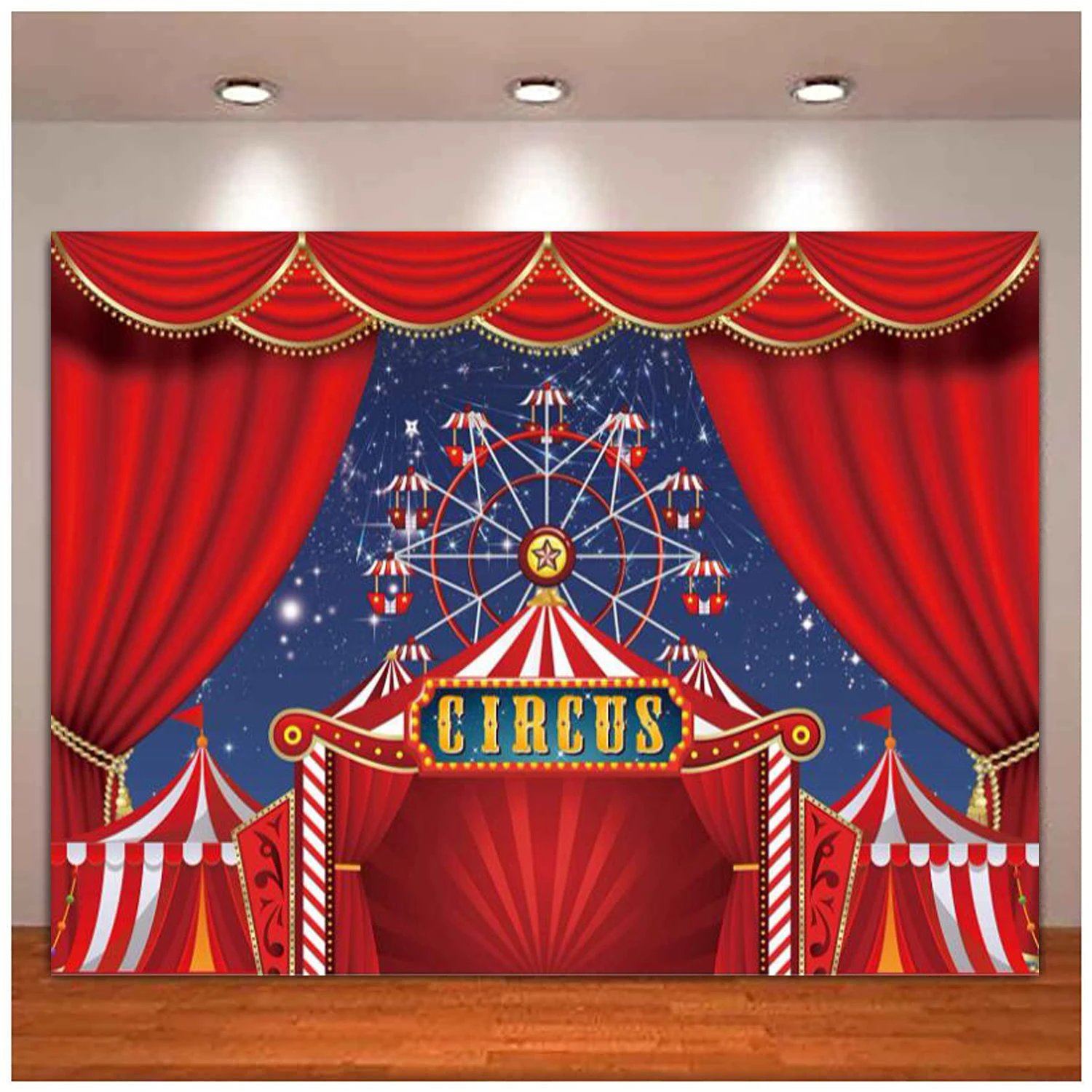 Red Circus Tent Photography Backdrop Carnival Night Theme Supplies Birthday Baby Shower Kids Party Banner Decor Background