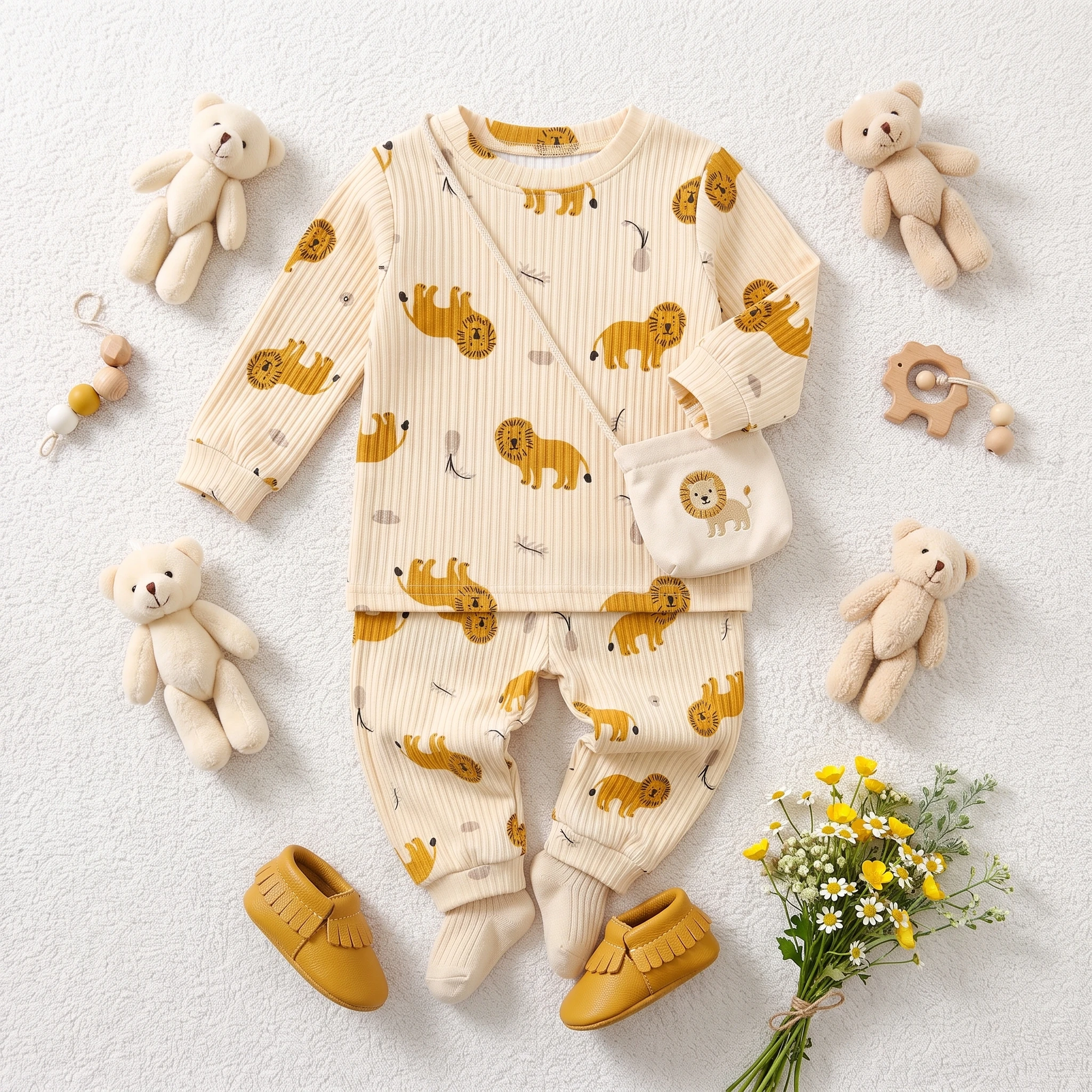 Autumn Spring Baby Boys Girls Clothing Sets Long Sleeve Tops + Trousers 2Pcs Cute Animal