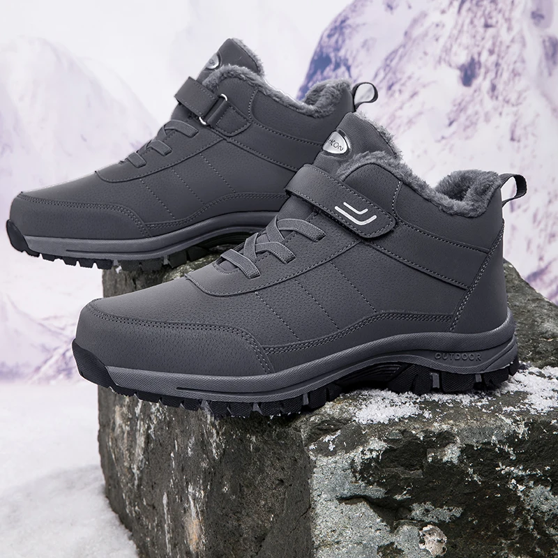 Calzado de invierno para hombre, piel sintética y antiviento, fácil extracción para Navidad, deportes de invierno o ocio