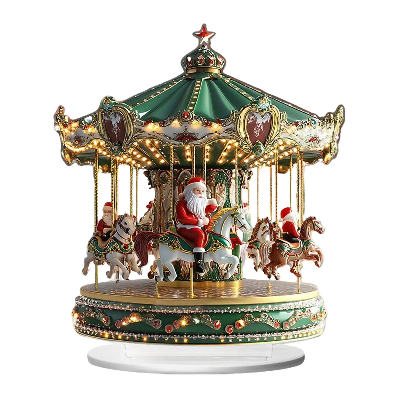 Carrusel acrílico 2D, adorno decorativo novedoso, decoraciones navideñas para el hogar, Navidad 2025, suministros para fiesta de año nuevo 2026