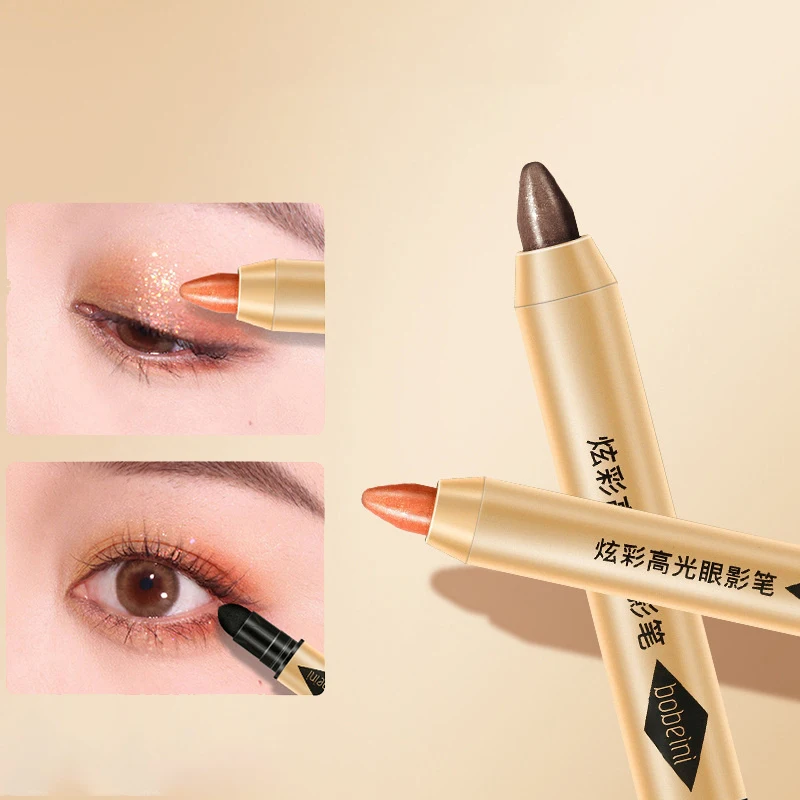 Double-head Eyeshadow Stick Diamond Shimmer Highlighter Pencil Ultra Pigmented Long Lasting Cream Eye Shadow Pen