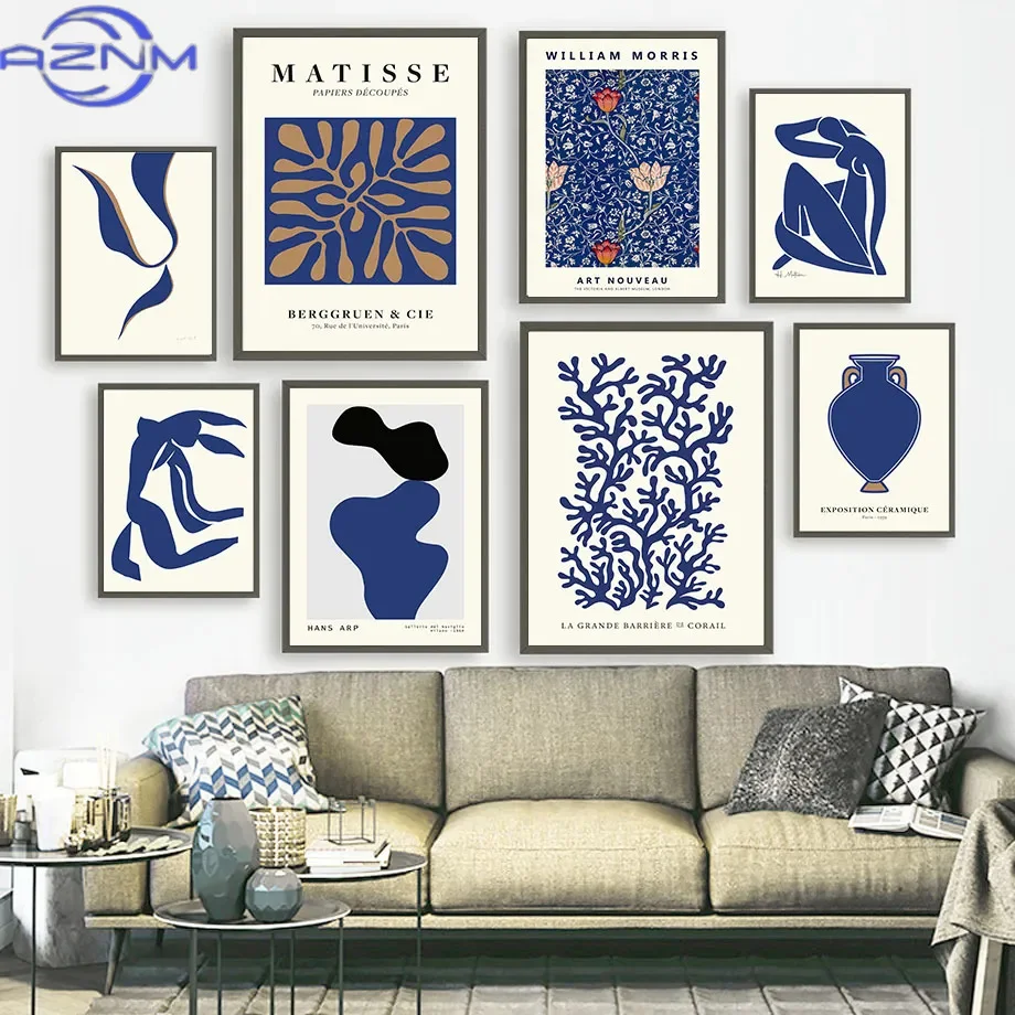 AZNM Retro Matisse Girl Coral William Abstract Nordic Posters And Prints Wall Art Canvas Painting Wall Pictures For Living Room