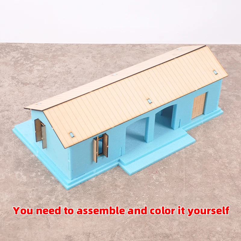1/35/43/48 1/64 1/72 1/87 HO Maßstab Modellbausatz Miniatur Diorama Architektonisches Gebäude Hausmodell Eisenbahn Unbemaltes Dorf DIY – Detail 9