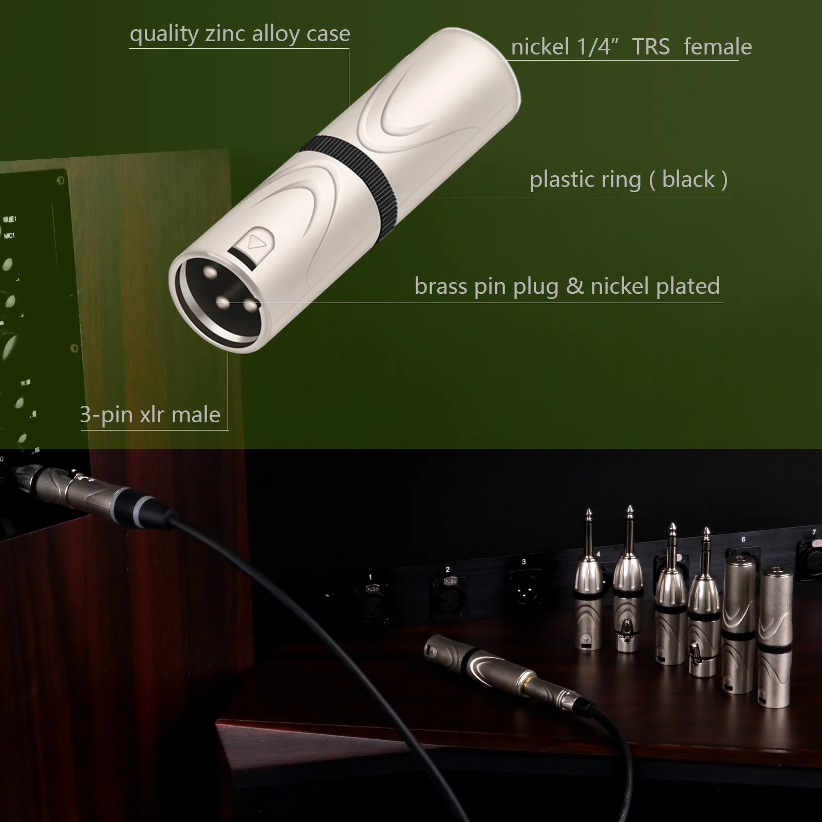 Adaptateur XLR 3 broches mâle vers 1/4 \