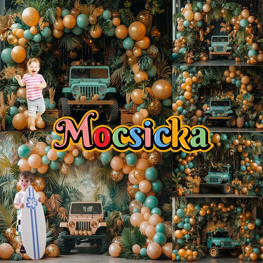 Mocsicka Happy Birthday Cake Smash Photography Background Forest Cross Country Adventure Party Kids Photo Backdrops Studio Props