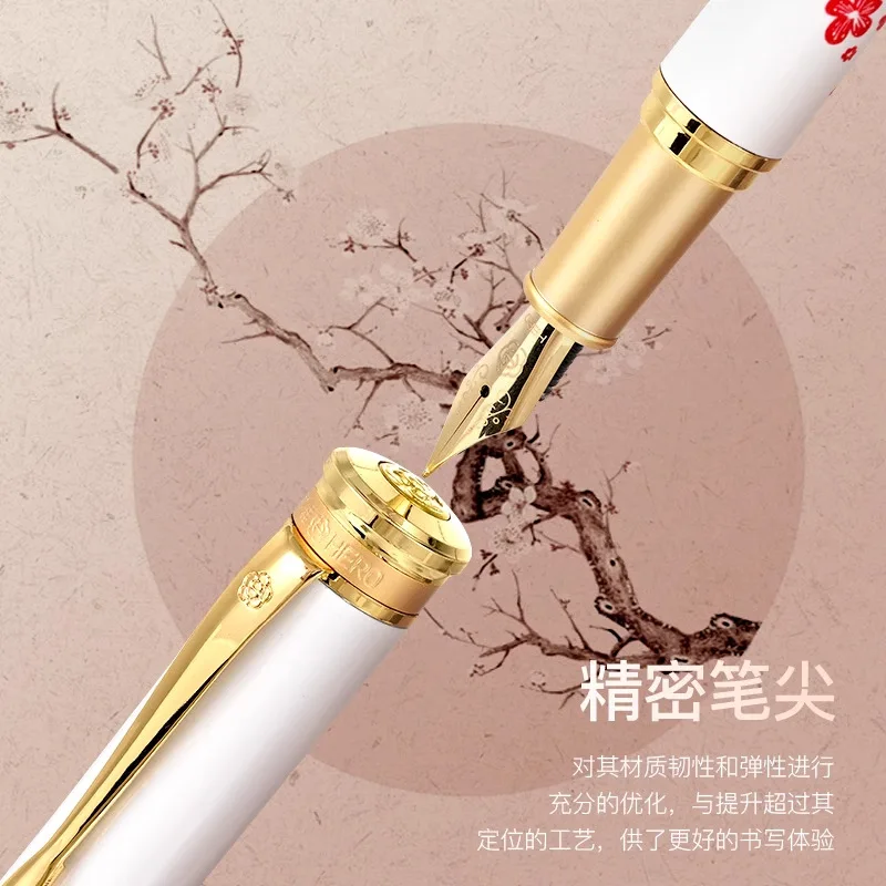 

New HERO/HERO 955 Classic Red Plum Iridium Couple Pen Student Adult Business Writing Hard Pen Calligraphy Practice Pen
