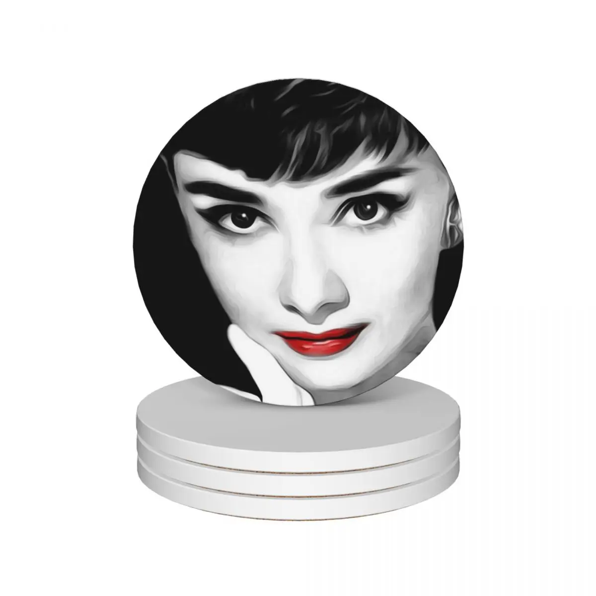 Audrey Hepburn Lips Ceramic Coasters (Set of 4) kawaii plate bulk Coasters