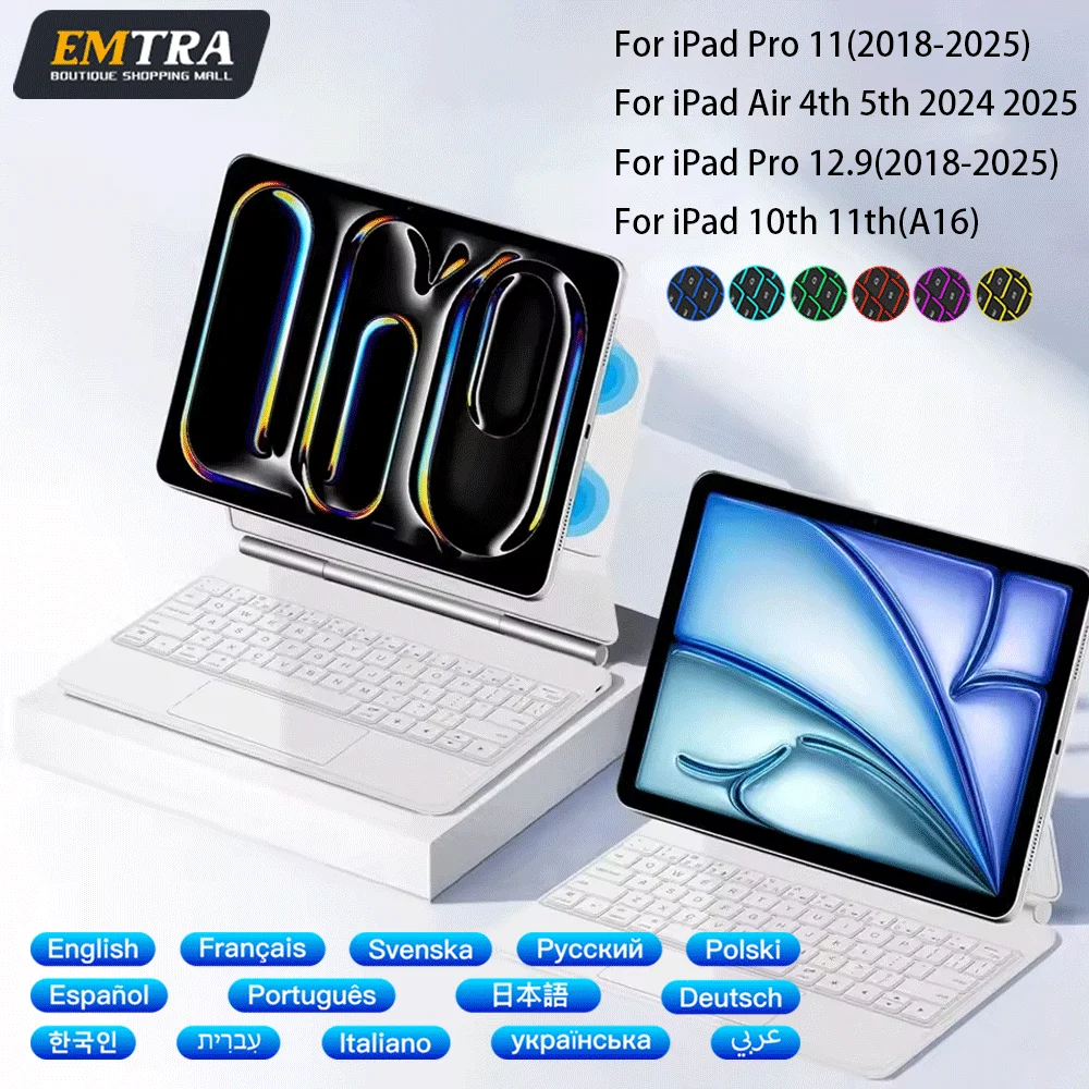 

Backlit Magic Keyboard for ipad 10.9 inch Air 4 5 Por 11 for iPad 11th 10th Generation Pro 12.9inch 6th 5th Magnetic Smart Cover