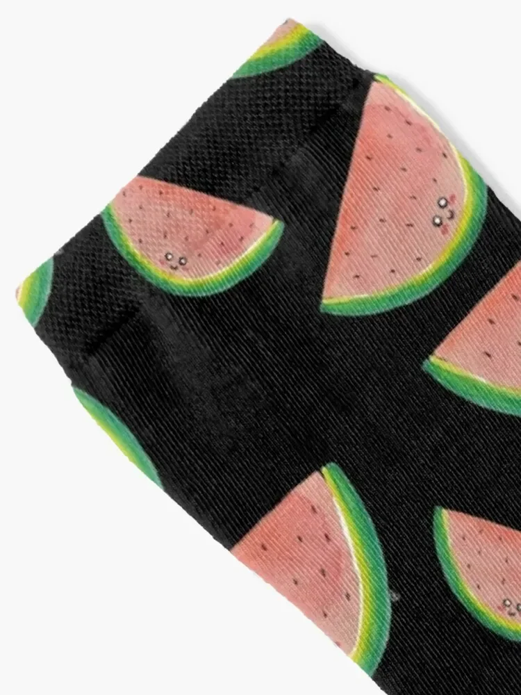 WaterColorMelon - A Cute, Happy Watermelon Slice Illustration, Fresh Summertime Fun Socks Crossfit gift Boy Child Socks Women's