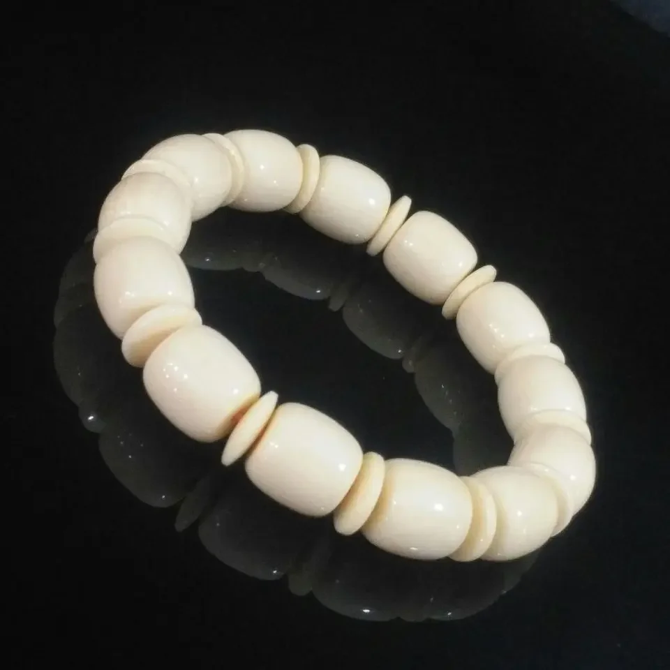 

Natural ice pattern mammoth ivory bracelet single circle small bucket beads men's and women's cultural play Buddha bead bracelet