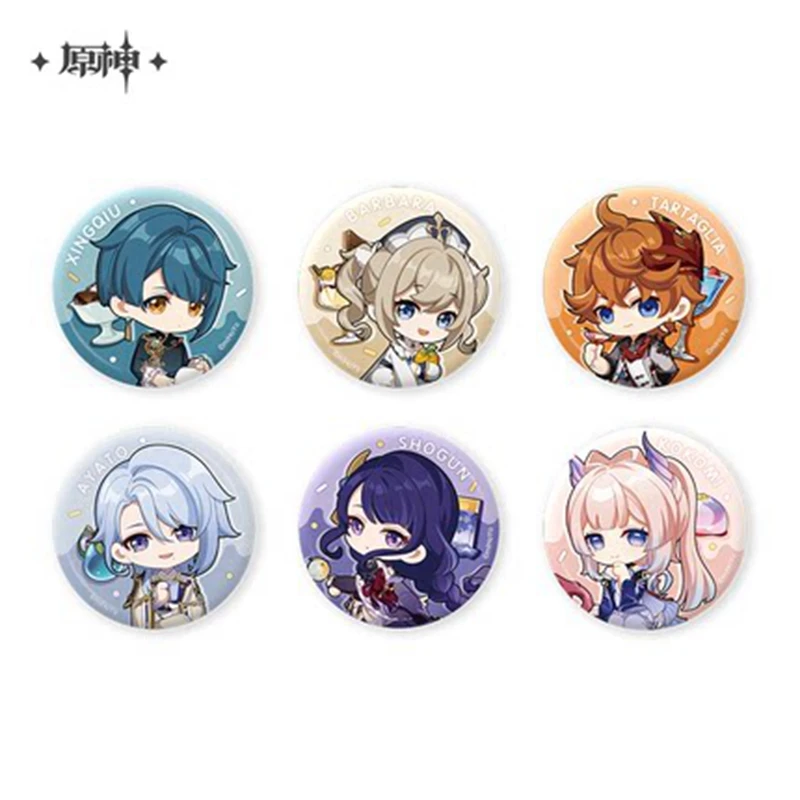 

Genshin Impact Sweet Summer Character Badge XINGQIU BARBARA TATAGLIA KOKOMI SHOGUN AYATO Anime Accessories Tinplate Brooch Gift